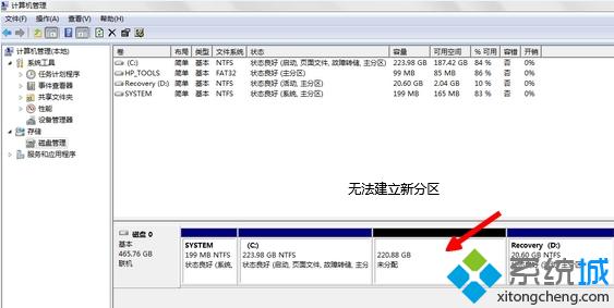 惠普win7笔记本硬盘不能分区